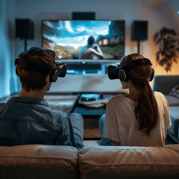 זוג צופה במציאות מדומה
